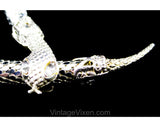 70s Snake Belt - Dramatic Silvertone Metal Scales & Clear Rhinestone Eyes - DivaTastic Reptile Style - 1970s Glamour Girl - Sm Med Deadstock