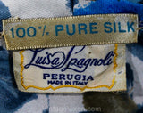Size 10 Roses Silk Dress - Medium 1950s Cocktail Dress by Luisa Spagnoli - Blue Gray White - 50s Haute Quality Italian Deadstock - Waist 28
