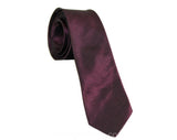 Men's 50s Skinny Tie - Aubergine Silk 1950s Necktie with Geometric Triangles Accent - MidCentury Mens Business Wear - Brown Fuchsia White
