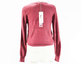 Size 6 Mauve Sweater - Rouge Plum Late 70s 80s Long Sleeved Knit Top - Small Casual Pullover - NWT Mint Condition - Boho Hippie - Bust 34