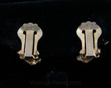 1950s Poodle Earrings - Goldtone Metal - Moveable Collar - 50s Poodles Jewelry Moveable Parts - Kitsch - Small Dog - Clip On - Clips - 42419