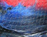 1940s Hat - Scarlet Red Felt - Sapphire Blue Feathers - Veiling - Elegant - Dramatic 41312