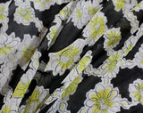 1960s Daisy Print Fabric - Over 4.5 Yards x 37" Wide - 60s Sheer Cotton Gauze - Black Yellow & White Daisies 1960s Summer Hippie Yardage