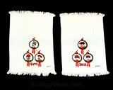 1950s Bathroom Hand Towels - Guys & Dolls Victorian Powder Room Novelty Theme - 50s 60s Kitsch Bath - Red Black - 2 Bucilla Towels - 49680