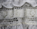 Peasant Style 1950s White Petticoat - Large Summer Cotton Crinoline - Size 12 Full Flounced Underskirt with Eyelet Lace - Waist 30 to 36