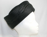 Audrey Style Hat - 1960s Black Straw Breton - Bold Upturned Brim - 60s Fine Millinery - Otto Lucas Junior - Made in Italy - 41340-1
