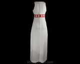 Size 6 Maxi Dress - Small 70s Red & White Dress with Mod Dots - Polyester Knit - Sleeveless 1970s Long Summer Maxi - Bust 36 - 50739