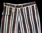 Size 000 Bellbottom Pants - Terrific 1960s 70s Striped Juniors Bell Bottom Hip Huggers - Teen Trousers - Girls Low Rise 1970s Hippie NOS