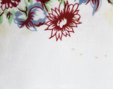 1940s Roses Tablecloth - Blue Pink White Feminine Cotton 40s 50s Table Cloth - Sweet Ribbon Garlands Flowers - Large Rectangle Border Print