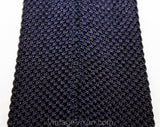 Men's Square End Tie - Navy Blue Knit Zig Zag Striped Necktie - Goldenrod Gold Yellow - Retro Mens Designer - Likely 1930s 1940s Cravat