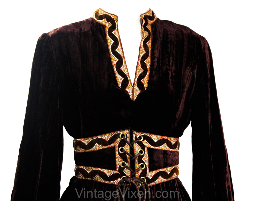 Size 8 Hippie Dress - Posh 1970s Designer Oscar de la Renta Chocolate Vintage Vixen Clothing Size 8 Hippie Dress - Posh 1970s Designer Oscar de la Renta Chocolate Vintage Vixen Clothing
