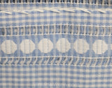 Size 6 1950s Gingham Skirt - Light Blue Checked Cotton 50s Full Pleated Summer Skirt with Original Belt - Sheer Stripes - Waist 26 - 50144
