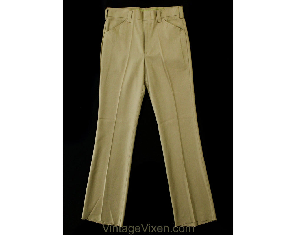 Men's Large XL 60s Pants - Mod Late 1960s Khaki Brown Tailored Pant - Boot Cut Flare Leg Trouser - Savoy Deadstock - Waist 39 - Inseam 35