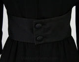 Size 10 Designer Dress - Elegant 1950s Black Crepe Cocktail by Jo Copeland - Mid Century Luxury - 50s Medium Little Black Dress - Waist 29