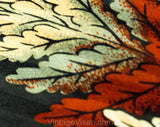 40s Mens Tie - Forest Green Botanical Leaves Print 1940s Rayon Necktie - Burnt Orange & Sage Leafy Pattern - Swing Era Wide Men's Cravat