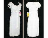 Size 4 White Dress - 1950s Angelic Bombshell Cocktail - Marilyn Chic - Fitted - Glamour - Small - by Mancini - Deadstock - Bust 33 - 41884