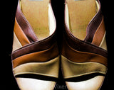 Size 5 Summer Sandals - Tan 1970s Shoes - Three Color Brown Mules Wedges Platform Heels - Open Toe 70s Espadrilles Retro Curves - Love Mates