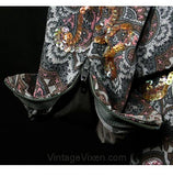 Size 6 Gray Dress - Late 1950s Lovely Paisley 2-Pc Dress - Two Piece Set - Long Sleeved - Soft Challis - Sequins - Waist 26.5 - 31648-1