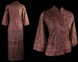 Size 4 Lolita Chic 1950s Resort Dress Set - Beads & Sequins Pink Paisley Cotton - Stage Worthy Tropical 50s Shell, Matching Jacket and Skirt
