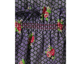 Size 8 Shabby Sweet 50s Lavender Sun Dress - Purple Fishnet & Pink Roses Print Cotton - Summer - Jerry Gilden - Rockabilly - 43487