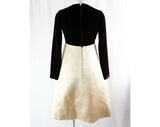 Size 4 Sarmi Dress & Fur Trimmed Jacket - Burgundy Silk Velvet - Champagne Silk Satin - Sumptuous Couture Designer - Posh 1960s Evening