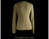 Size 6 Tan Pullover - 1980s Taupe Boucle Sweater - Small 80s V Neck Casual 80's Nubby Textured Beige Knit Top - Fall Autumn - Bust 34