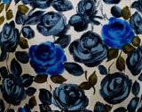 Size 10 Roses Silk Dress - Medium 1950s Cocktail Dress by Luisa Spagnoli - Blue Gray White - 50s Haute Quality Italian Deadstock - Waist 28