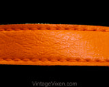 Medium 1960s Belt - Tangy Orange Vinyl Belt with Brass Buckle & Horse Bits - Size 8 to 12 Mod 60s Belt - Chic Spring Summer Resort Style