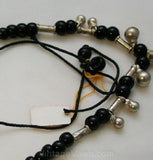 1960s Gypsy Necklace in Black Glass & Jingle Bells - Made by Nomads in India - Hippie Jewelry - Y Shaped 60s Deadstock Necklace - 32956-2