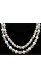 Classic 1950s Necklace - White Beaded Faux Pearls & Filigree - 50s Double Strand - Mid Century Glamour Jewelry by Laguna - Pretty Piece