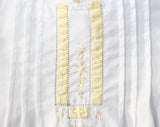 Charming 1920s Toddlers White Cotton Chemise Style Romper with Yellow Art Nouveau Embroidery - Size 18 Months - Infant Child's Bubble Suit