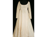 Size 2 Wedding Gown - Austere 1960s Empire Gown with Pearl Clusters & Elegant Train - Romantic 60s XS Petite Dress - Bust 32 - 32777-1