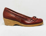 Size 6.5 M Brown Leather Loafers by Dexter - High Quality - 1980s Oxblood Leather Shoes - 80s Preppy Deadstock - Platform Rubber Heel