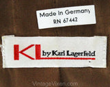 Size 10 Karl Lagerfeld Suit Jacket - 1990s Brown Linen Designer Trench Style Blazer - 80s 90s Business Wear - KL Label Germany - Bust 37