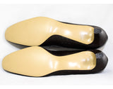 Size 7 Faux Alligator Shoes - Unworn 1960s Reptile Style Pumps - 7C Wide Width Brown Embossed Vinyl by Cotillion - Autumn 60s NOS Deadstock