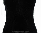 Size 6 1940s Swimsuit by Catalina Hollywood Label - Fantastic Ruched Black Velvet with Smocking - Sexy Small 40s Pin Up - Bust 32 to 35