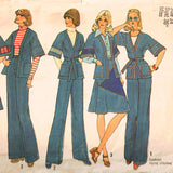 1975 Pant Suit Sewing Pattern - 70s Misses Wrap Jacket Skirt & Wide Leg Trousers - Bust 36 Simplicity 7271 1970s Women's Lib Separates