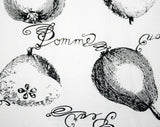 French Fruits Apron - Black & White - 1950s - Pommes - Lemones - Citron - Pears 41508