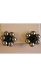 Mercury Pearls 1950s Cluster Earrings - Gray Bead Clip Earring - 50s Plastic - Clip On - Japan - 34781-1