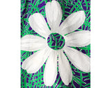 XXS 1950s Daisy Print Full Skirt - Size 2 Green & Purple Cotton 40s 50s - Swing Era Teen Bobby Soxer Cute - Big Flowers - Waist 24 - 50137
