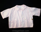 Charming 1940s Baby Girl's Pink Cotton Romper - Size 6 Months Infants Children's 40s Two Piece Shirt & Shorts Play Set - Adorable Buttons