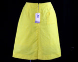 Size 8 Chickens Sport Skirt - Yellow Cotton & Chain Stitching - Folksy 60s Summer Casual Wear - Medium 1960s Preppy A-Line - Waist 27
