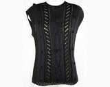 Size 8 Designer Knit Top - ca. 1980 Black Christian Dior Sleeveless Sweater - Paris Boutique - Feels Like Angora - Fall - Bust 37 - 34134