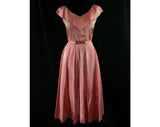 Size 10 Pink 1950s Cocktail Dress - Mauve & Silver Chameleon Taffeta Shotcloth Medium 50s Party Frock - Wonderful Plastic Buckle - Waist 29