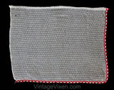 1930s Kitchen Curtain Panel - Authentic 30s White Cotton Chenille Cheesecloth with Red Tassel Fringe Trim - As Is - Quaint Country Home Chic