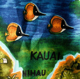 Men's XL Hawaiian Shirt - Exotic Islands of Hawaii Map Novelty Print 1960s Men's Aloha Shirt - 60s Tropicana Label - Tiki Lounge - Chest 48