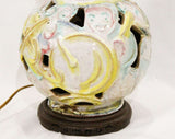1930s Jazz Orchestra Lamp - Marvelous Musician Music Novelty Scene 30s 40s Art Deco - Pastel Pink Blue Yellow Ceramic & Asian Wood Base