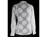 Size 14 Christian Dior Shirt - Fresh White Cotton Flowers Brocade - Paris Designer 1990s Top - Long Sleeved Large Spring Blouse - Bust 40