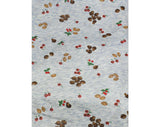 Novelty Print Fabric - Almost 1 Yard x 48 Inches Wide - 1970s Cherries Nuts & Mushrooms - 70s Soft Casual Knit - Brindled Blue Brown Red