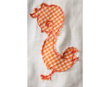 1950s Baby's Summer Dress - Chicken Novelty Gingham 50s 60s Infant's Frock - Size 18 Months Girl Yellow & Orange Dress - Picnic Check